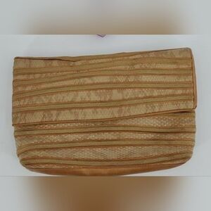 SHARIF 13x8 creme & bronze clutch with flap